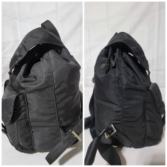 Authentic Prada Tessuto Nylon Double Pocket Backpack Black main image 6